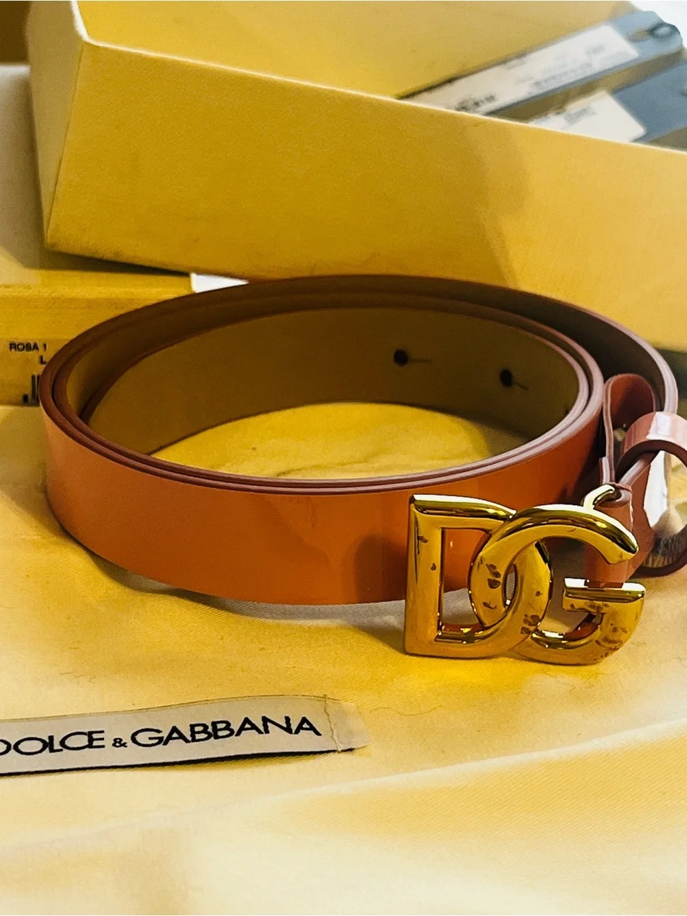 Dolce & Gabbana Pink Patent Leather Childs Belt with Gold DG Buckle